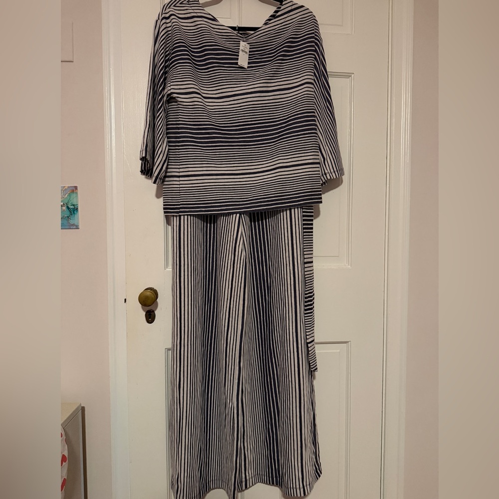 Striped Navy Blue and White Women's Matching Set